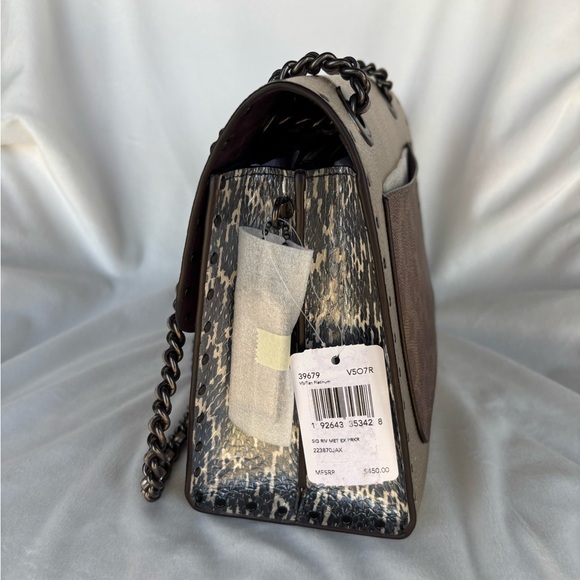 Coach Parker Mixed Media Studded Shoulder Bag 39679 Tea Rose Turnlock - Picture 11 of 16